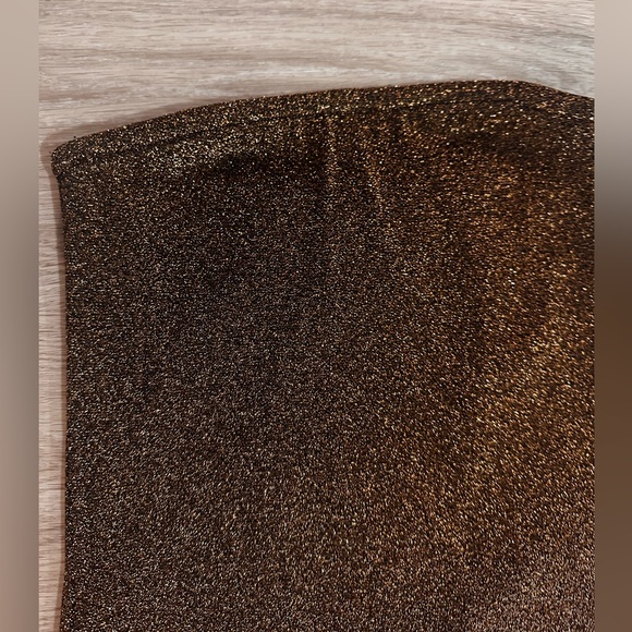 sparkly gold strapless tube top bodycon dress- size small but fits xs/0 - Picture 2 of 3